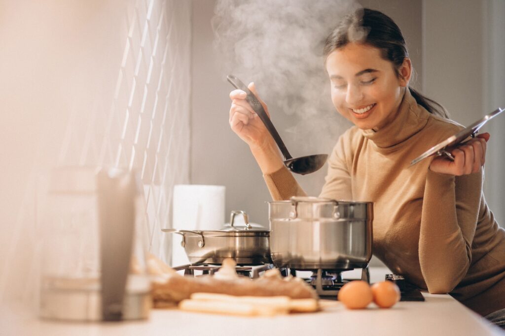 woman cooking kitchen