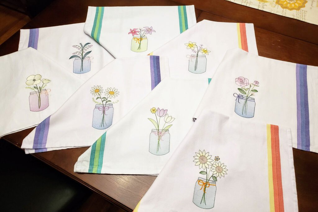 embroidered kitchen towels